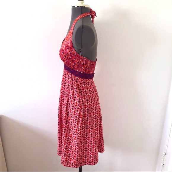 Athleta groovy 70s inspired mod empire waist print halter dress sz 2 / XS - Picture 3 of 13